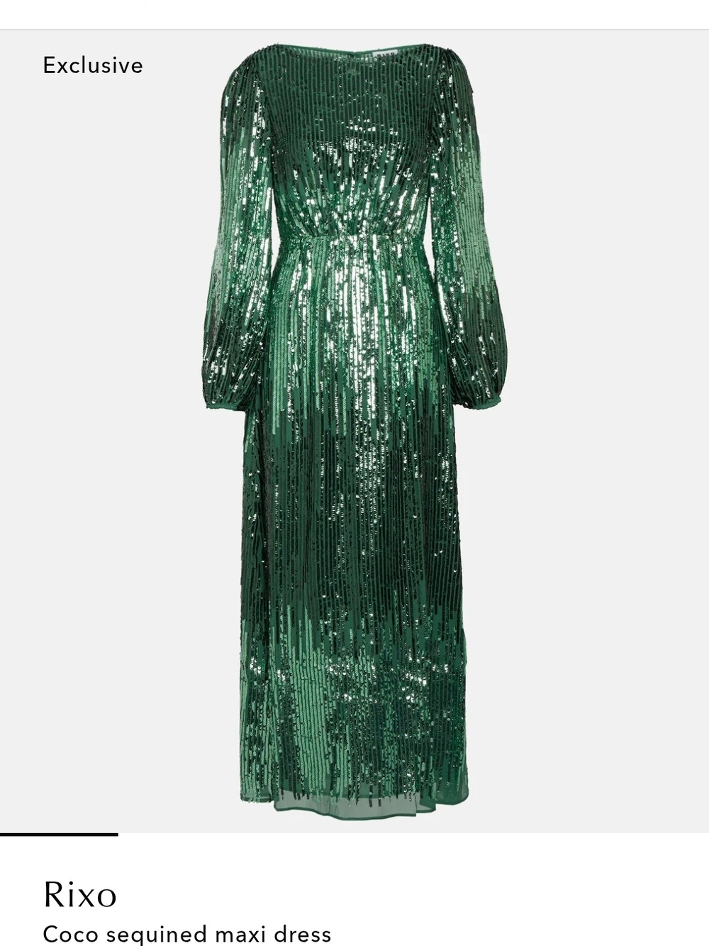 RIXO Emerald Green Sequined Maxi Dress Size Medium.  Retaol 620$ Worn 1x